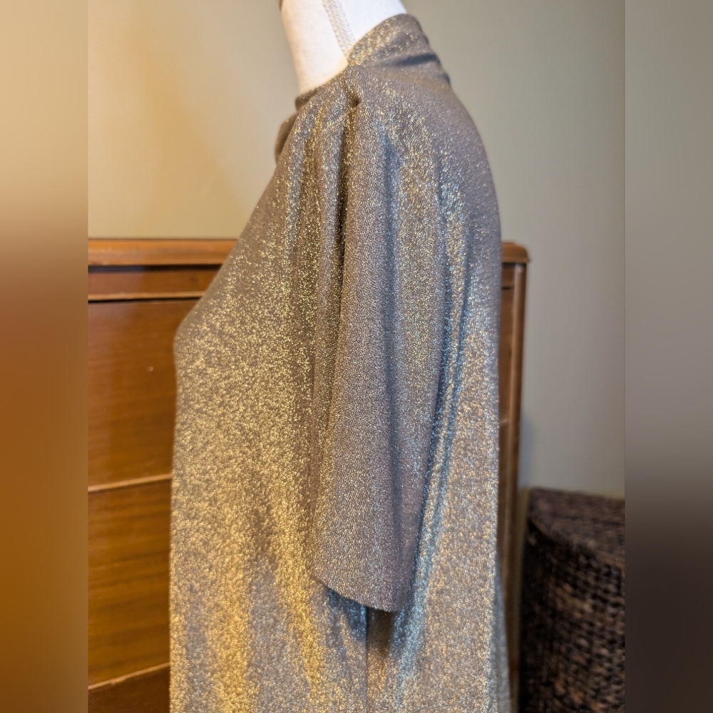 Worthington Metallic Gold Short Sleeve Glimmer Blouse 0X - Picture 5 of 15